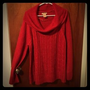 SOLD 3X Red knitted cowl-neck sweater